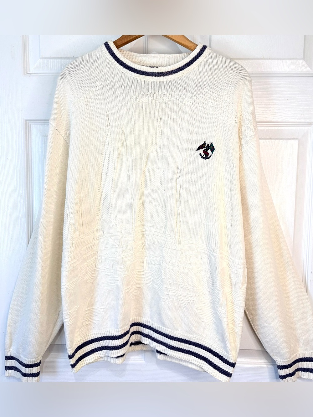 90s Isle Of Cotton Yacht Rock Nautical Sailing Preppy Pullover Sweater~ LG